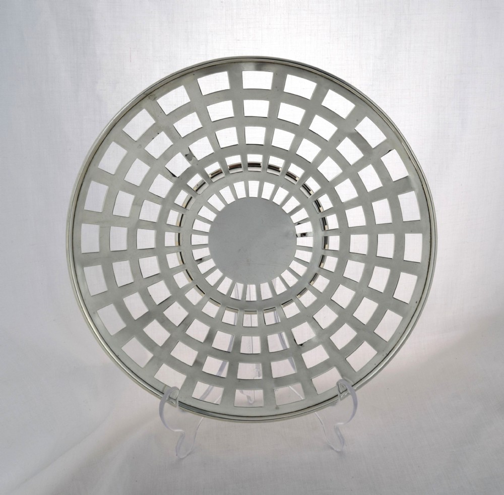 Stunning American Silver Pierced Dish 1920s Woodside Sterling Co. Lattice Tazza Comport Bread Basket 
