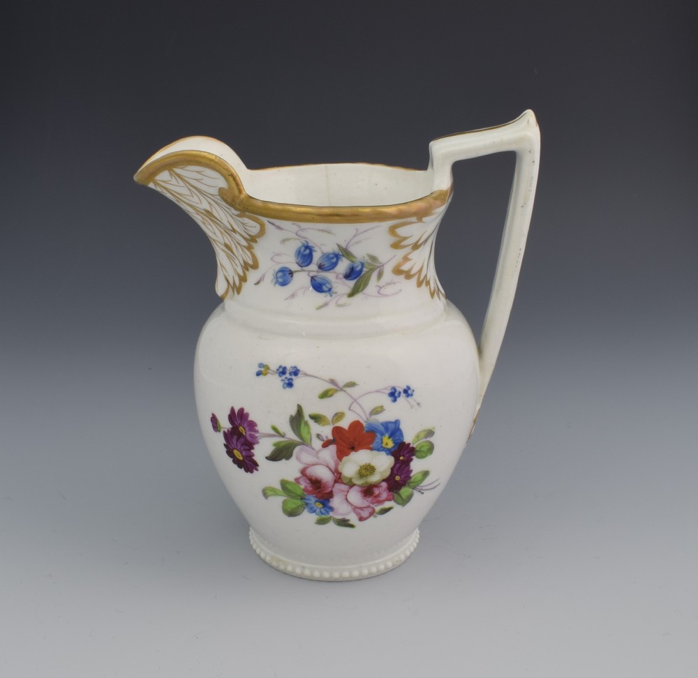 English Porcelain Possibly Rockingham Georgian Cream Jug Floral Enamels c.1825