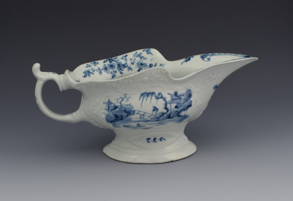 First Period Worcester Sauceboat The Fisherman On A Towering Rock Sauce Boat