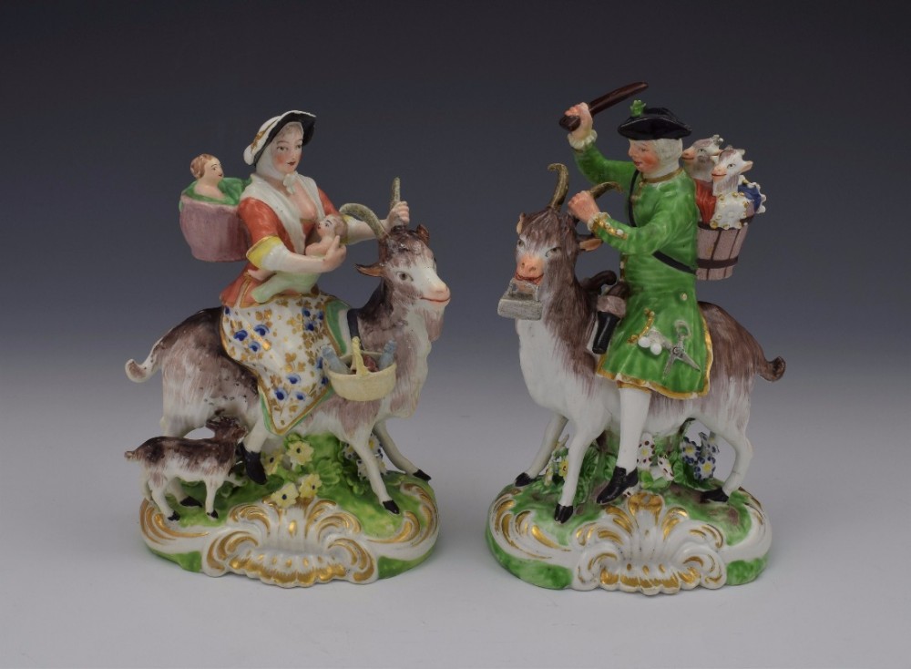 Pair Early Derby Figures The Welch Tailor & Family N62