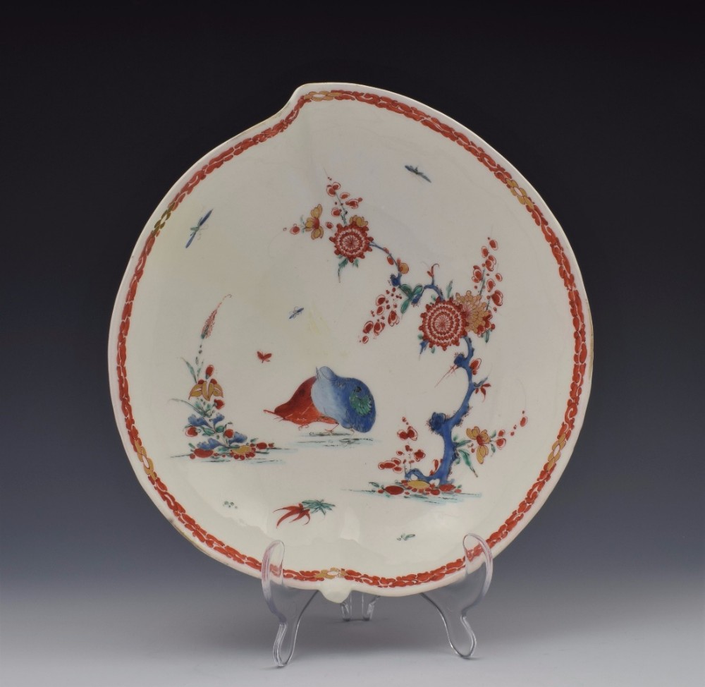 18thC Bow Porcelain Leaf Dish Two Quail Pattern c.1755 Bowl