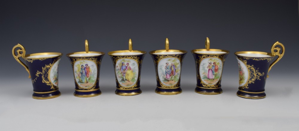 Set 6 Dresden Cabinet Cups Watteau Courting Couples