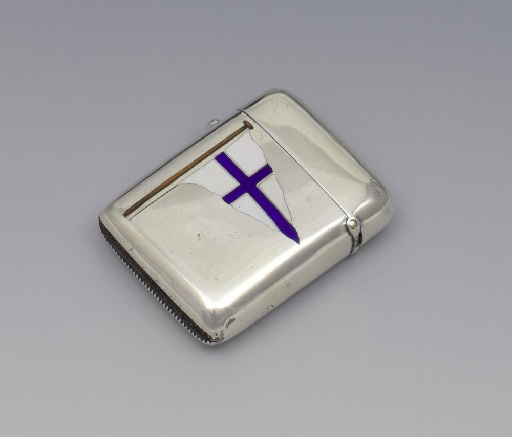 Victorian Silver & Enamel Vesta Case Thames Yacht Club Burgee