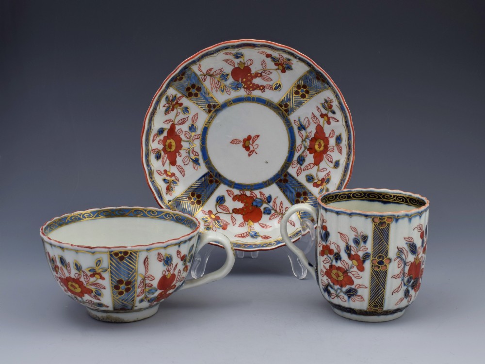 First Period Worcester Imari Trio Tea Coffee Cup & Saucer c.1770
