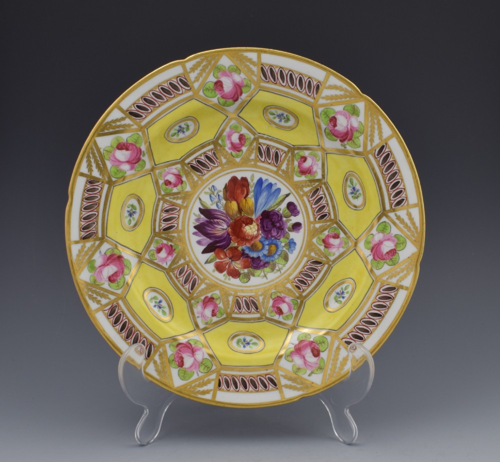 Stunning Coalport Cabinet Plate Church Gresley Pattern c.1820 Georgian Floral Enamels