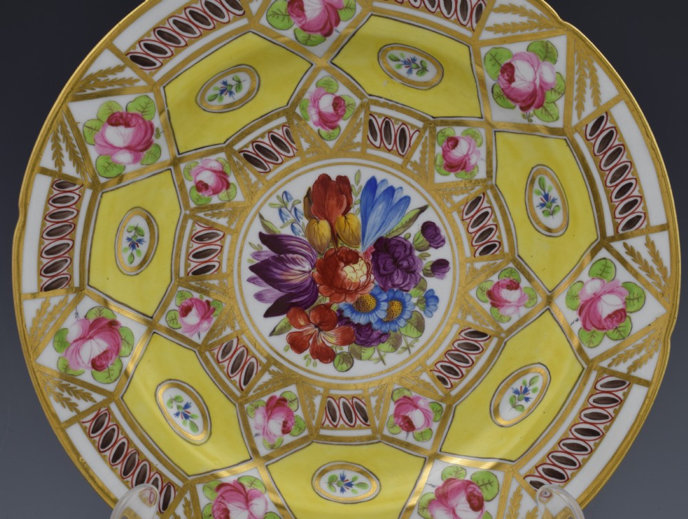 Stunning Coalport Cabinet Plate Church Gresley Pattern c.1820 Georgian Floral Enamels View II