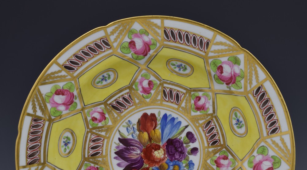 Stunning Coalport Cabinet Plate Church Gresley Pattern c.1820 Georgian Floral Enamels View III