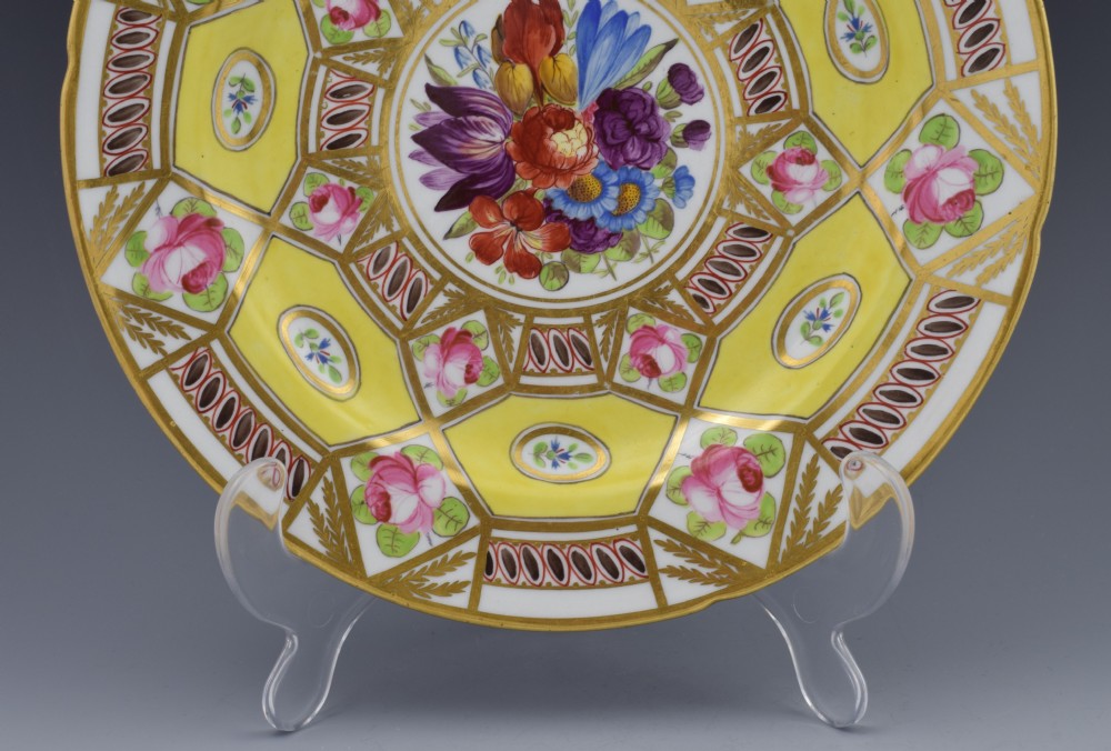 Stunning Coalport Cabinet Plate Church Gresley Pattern c.1820 Georgian Floral Enamels View IV