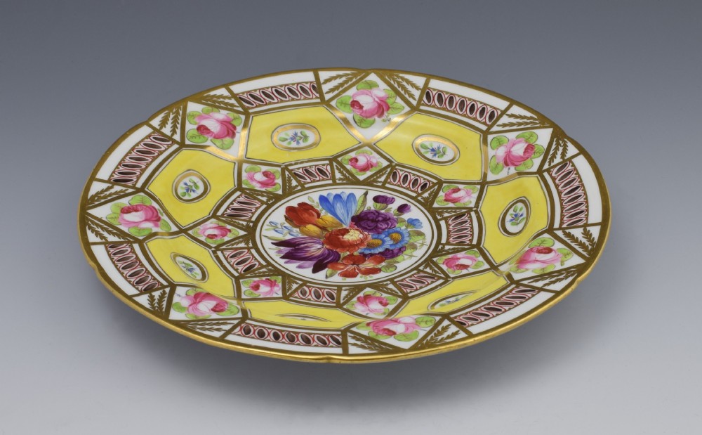 Stunning Coalport Cabinet Plate Church Gresley Pattern c.1820 Georgian Floral Enamels View V