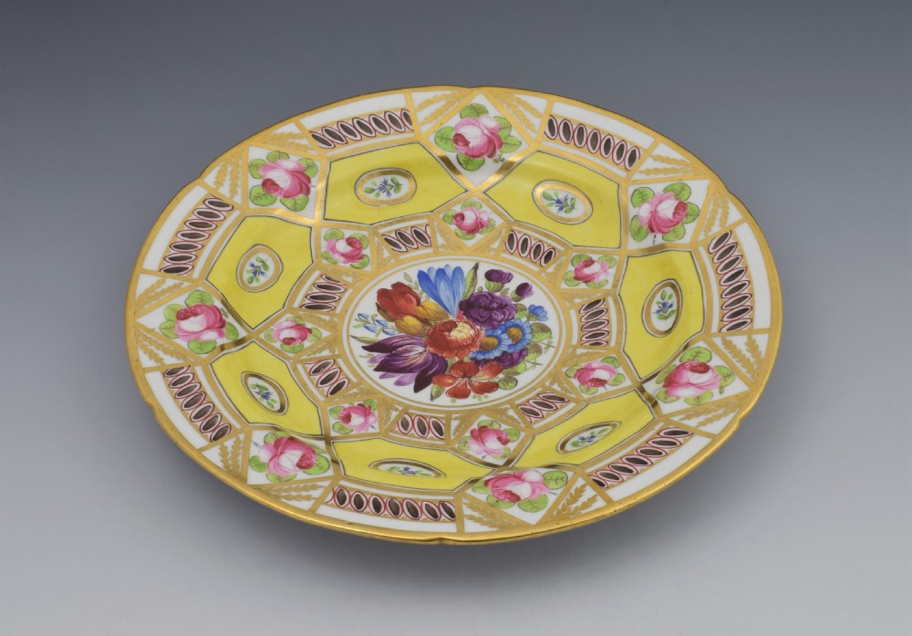 Stunning Coalport Cabinet Plate Church Gresley Pattern c.1820 Georgian Floral Enamels View VI