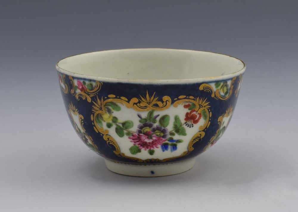 First Period Worcester Scale Blue Tea Bowl & Saucer c.1770 View IV