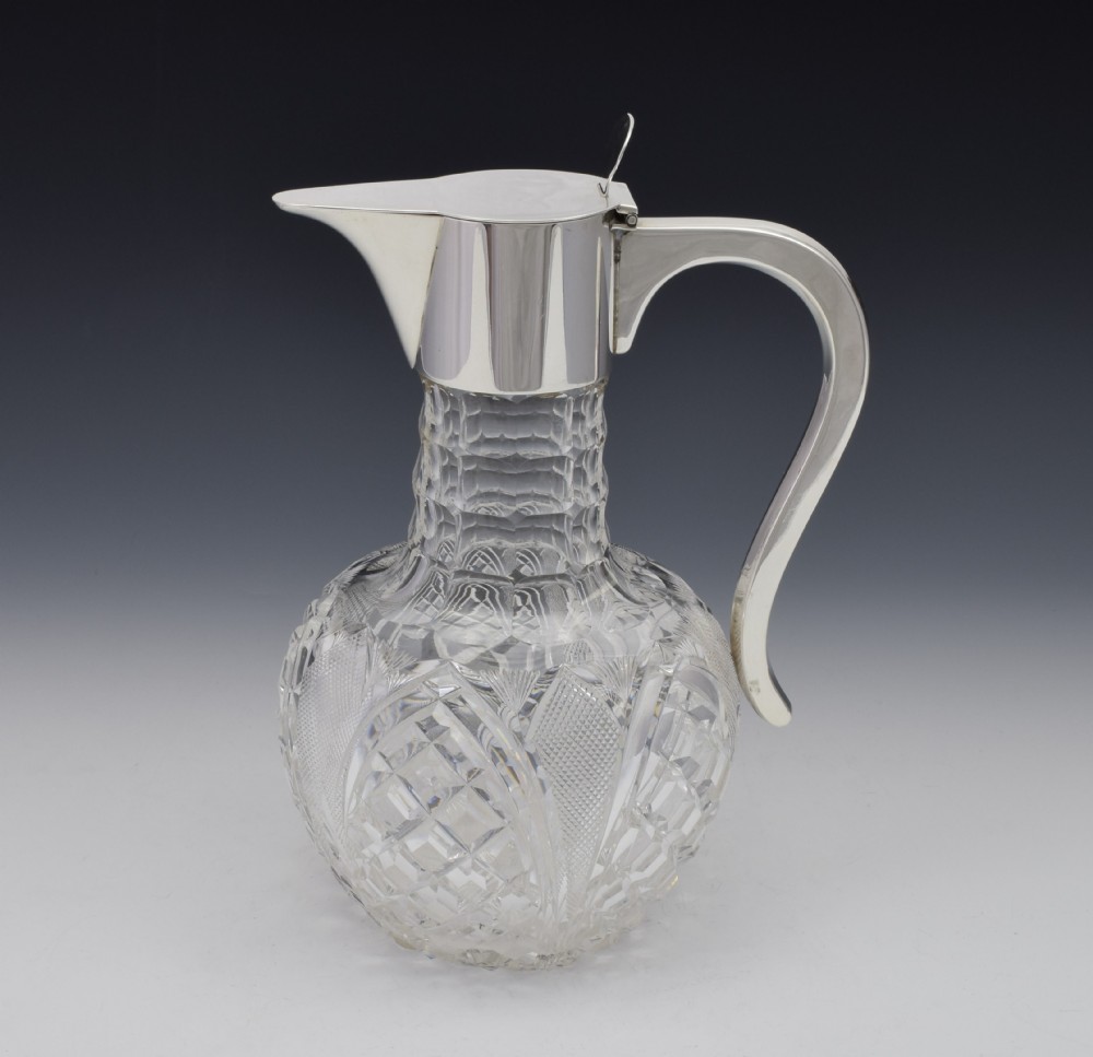 Dresser Style Silver & Cut Crystal Claret Jug Hukin & Heath