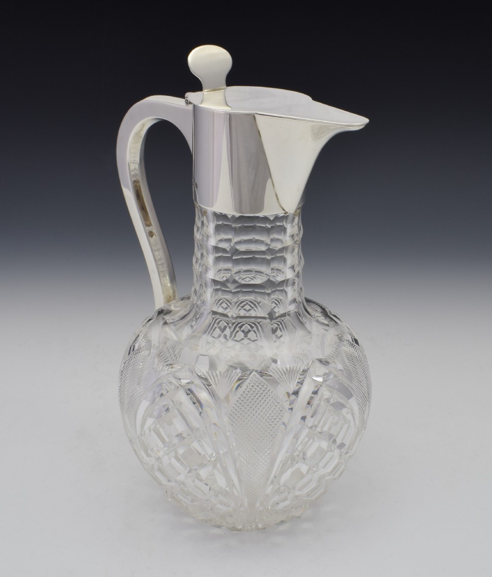 Dresser Style Silver & Cut Crystal Claret Jug Hukin & Heath View IV