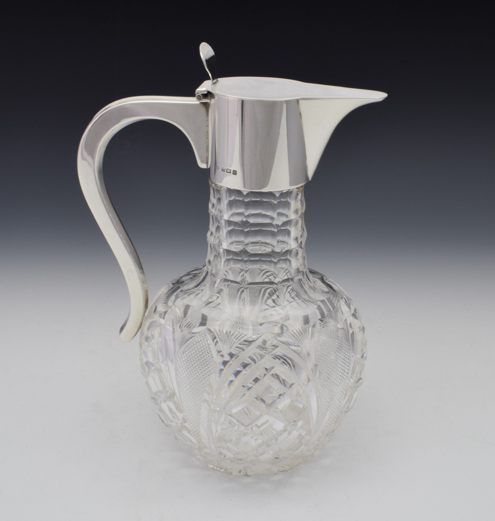 Dresser Style Silver & Cut Crystal Claret Jug Hukin & Heath View V