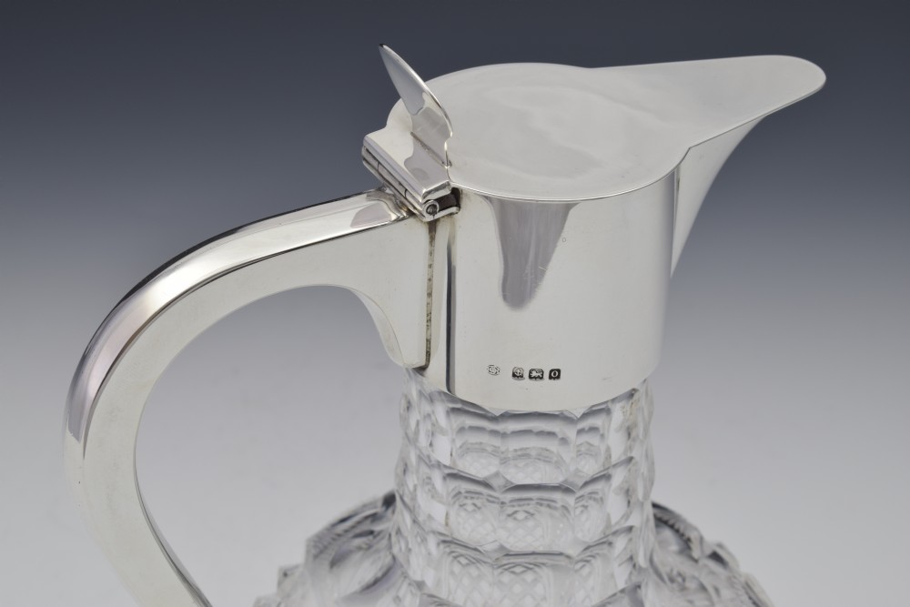 Dresser Style Silver & Cut Crystal Claret Jug Hukin & Heath View IX