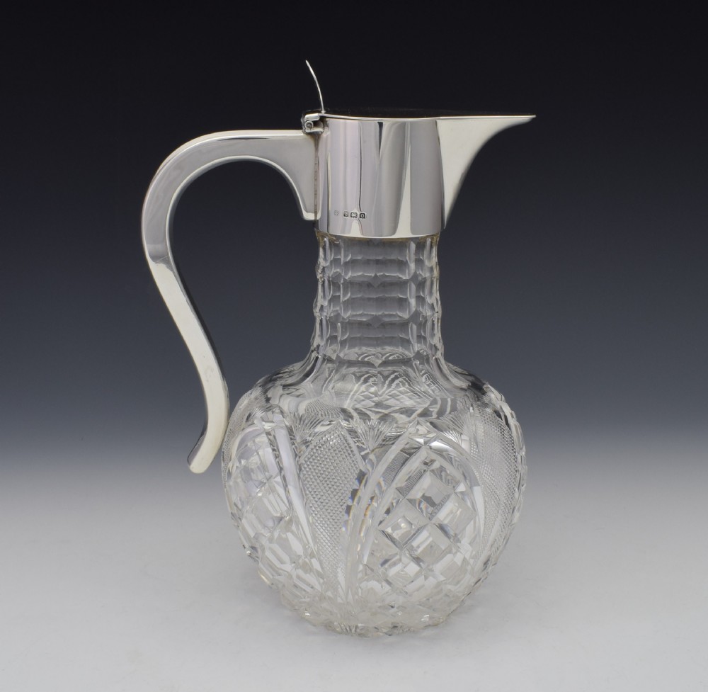 Dresser Style Silver & Cut Crystal Claret Jug Hukin & Heath View XII
