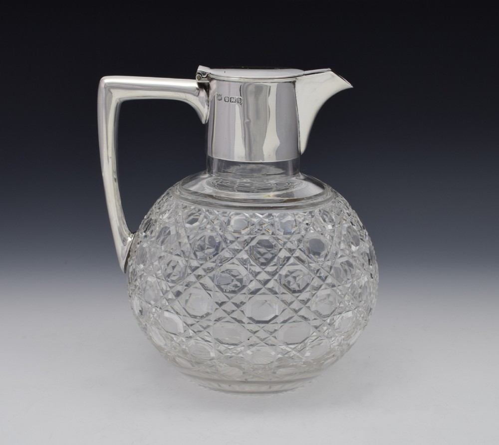 Victorian Dresser Style Silver & Cut Glass Claret Jug Barnard & Sons View V