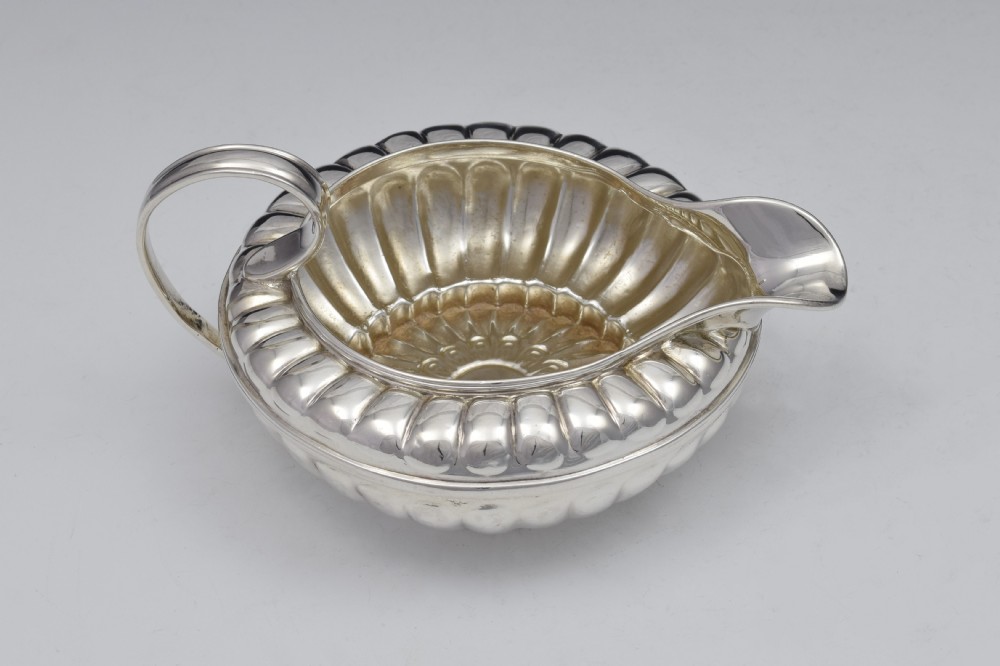 Unusual George III Silver Squat Melon Fluted Cream Jug Georgian