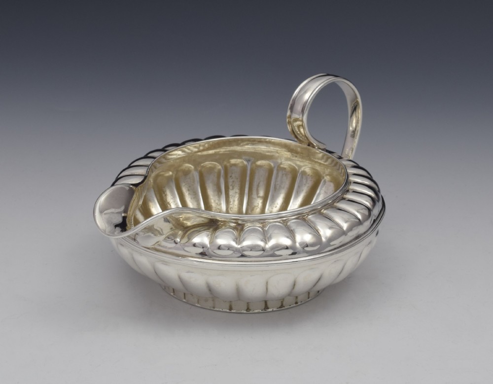 Unusual George III Silver Squat Melon Fluted Cream Jug Georgian View VI