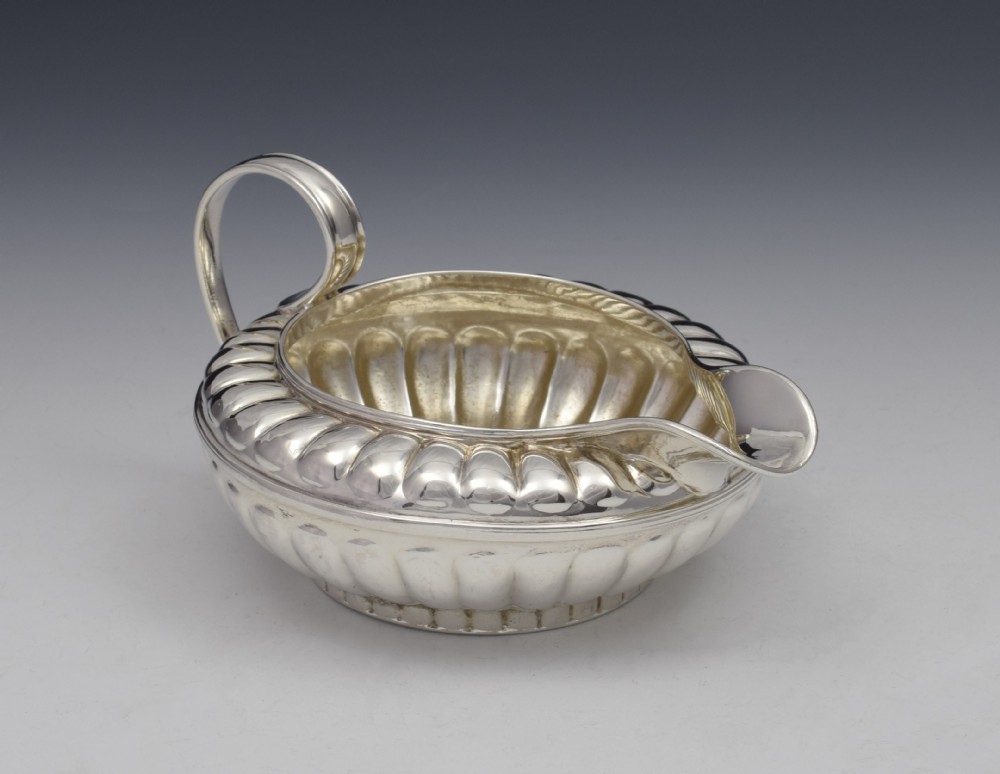 Unusual George III Silver Squat Melon Fluted Cream Jug Georgian View VIII
