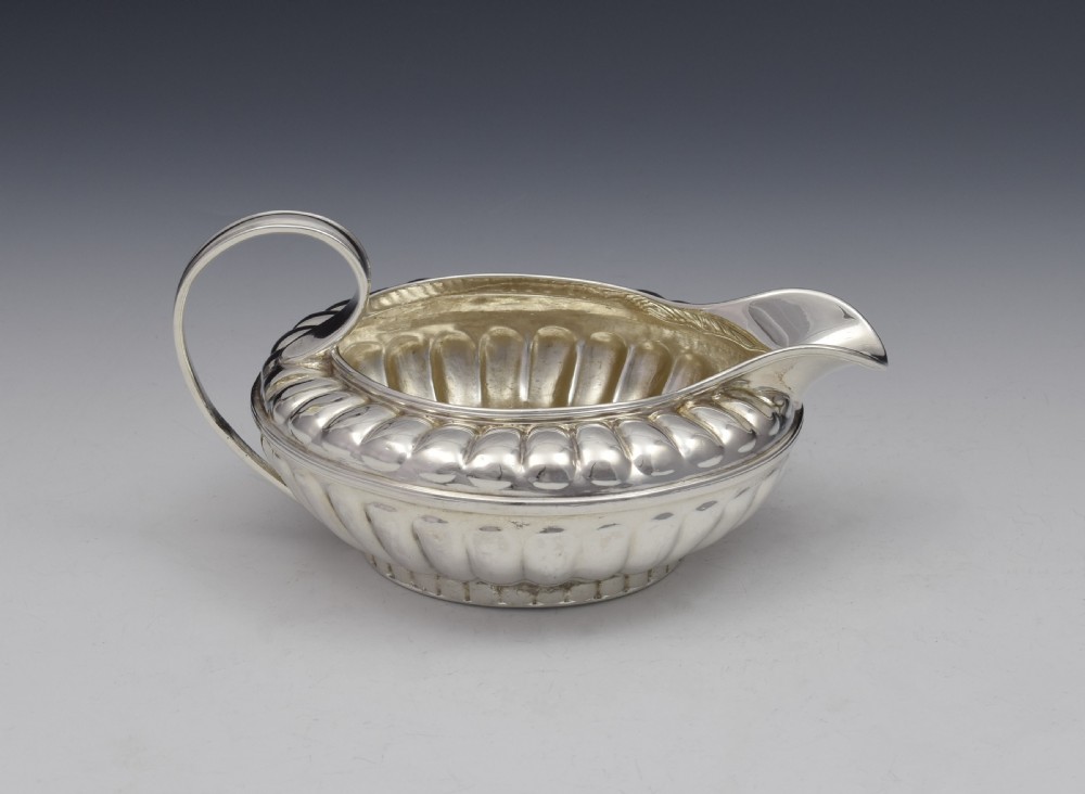 Unusual George III Silver Squat Melon Fluted Cream Jug Georgian View IX