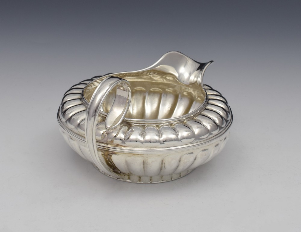 Unusual George III Silver Squat Melon Fluted Cream Jug Georgian View X