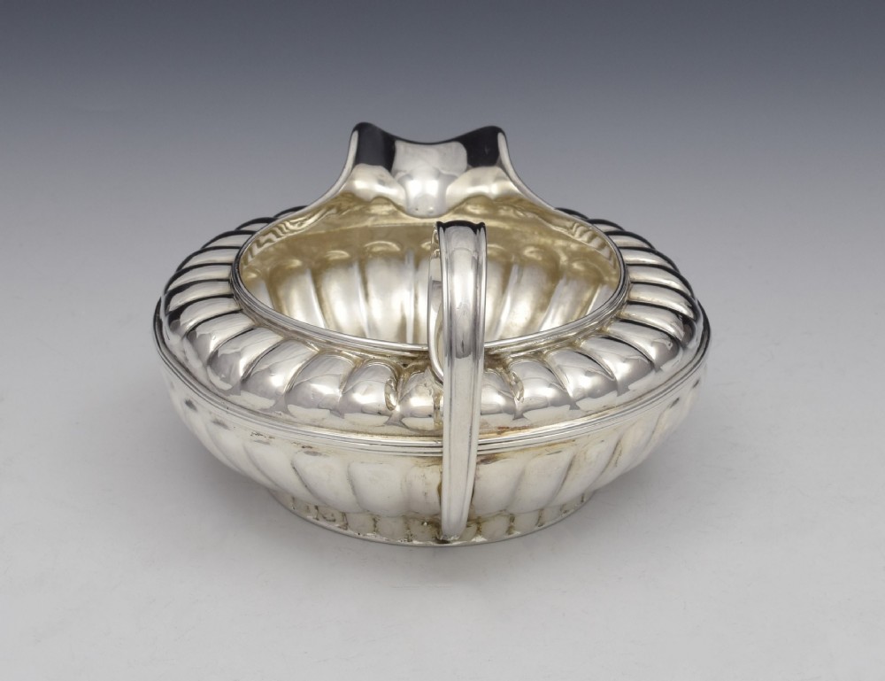 Unusual George III Silver Squat Melon Fluted Cream Jug Georgian View XI