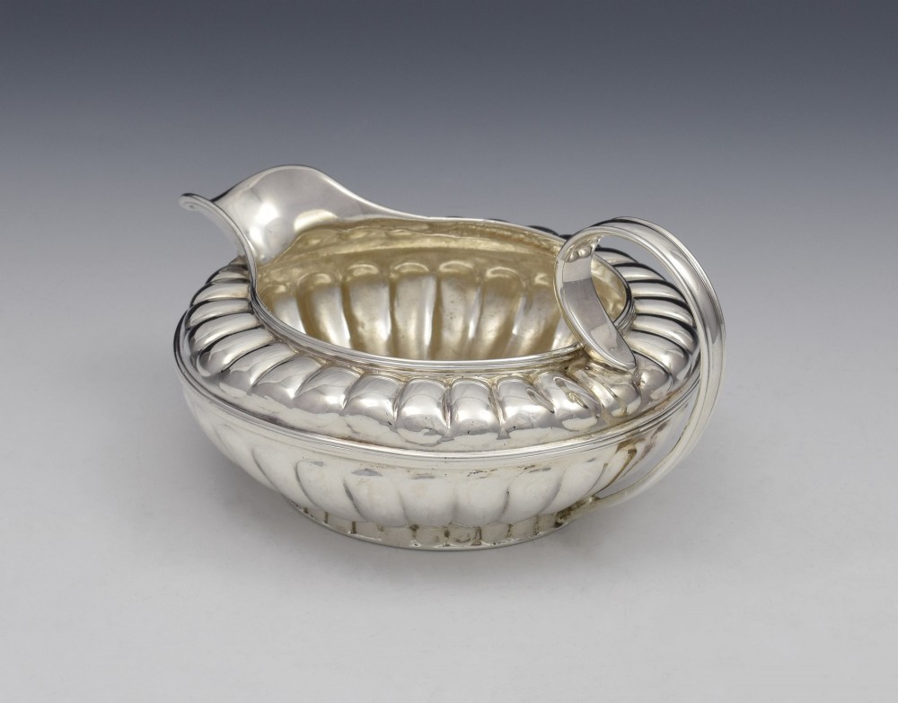 Unusual George III Silver Squat Melon Fluted Cream Jug Georgian View XII