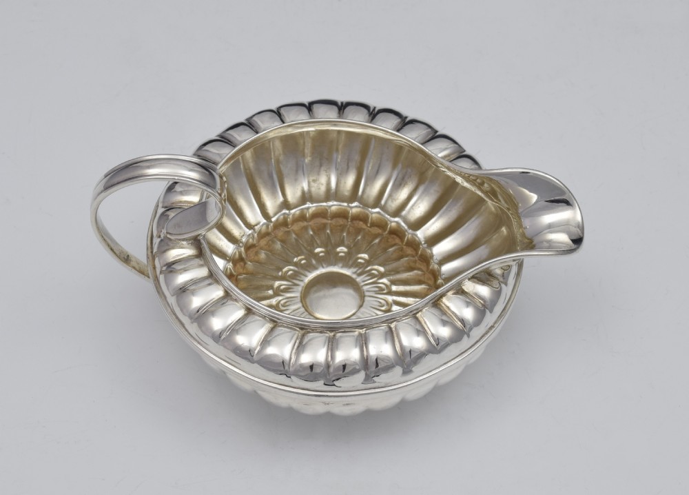 Unusual George III Silver Squat Melon Fluted Cream Jug Georgian View XVI