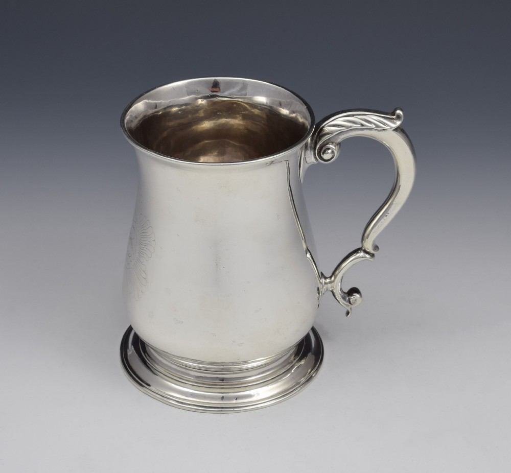 GEORGE II SILVER 1 PINT BEER MUG TANKARD LONDON 1752 GEORGIAN 
