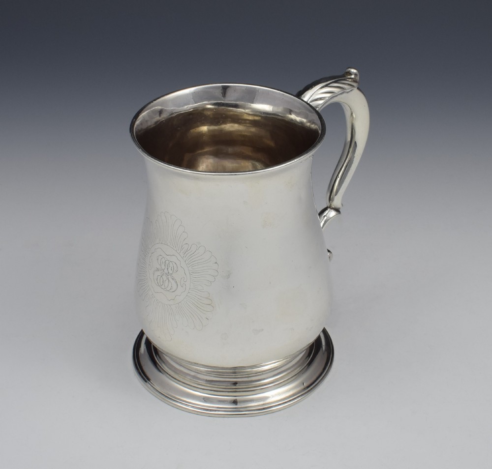 GEORGE II SILVER 1 PINT BEER MUG TANKARD LONDON 1752 GEORGIAN  View II