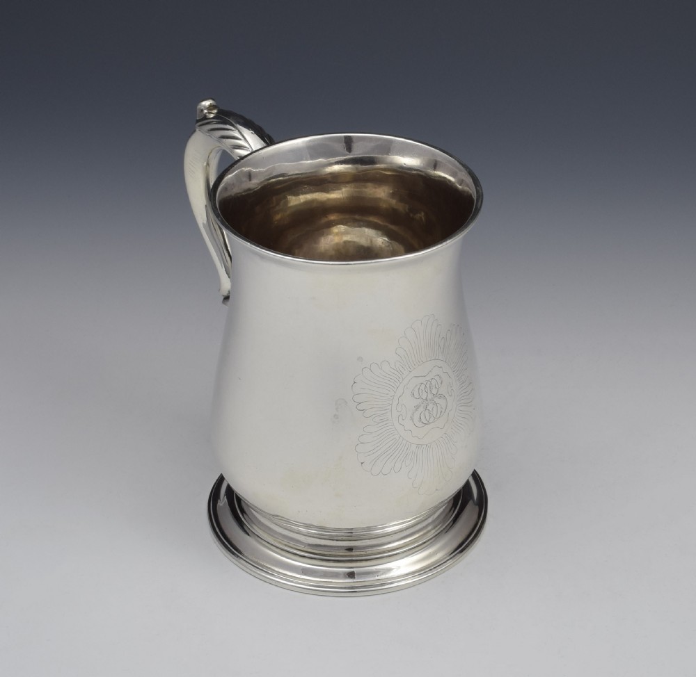 GEORGE II SILVER 1 PINT BEER MUG TANKARD LONDON 1752 GEORGIAN  View IV