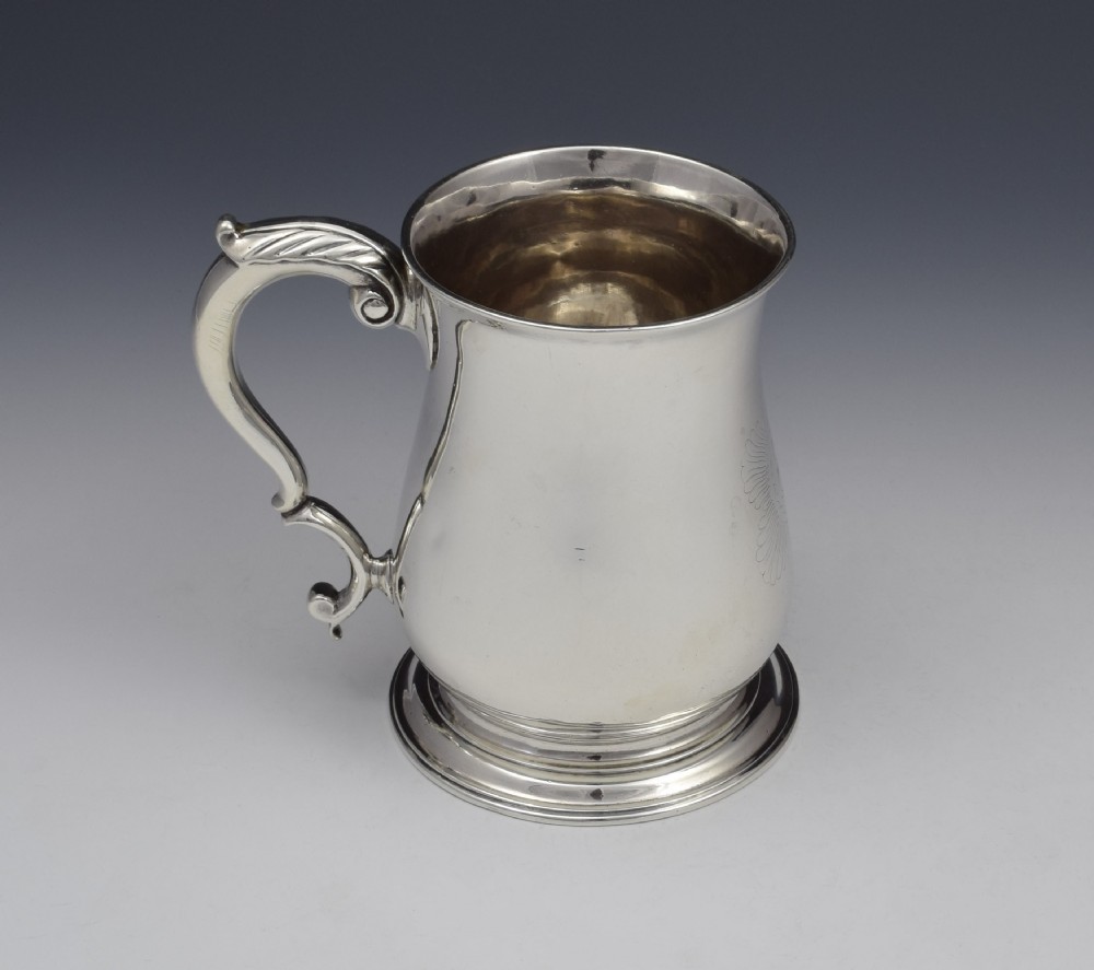 GEORGE II SILVER 1 PINT BEER MUG TANKARD LONDON 1752 GEORGIAN  View V