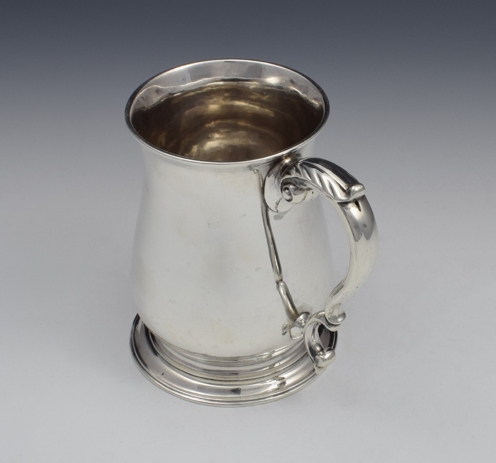 GEORGE II SILVER 1 PINT BEER MUG TANKARD LONDON 1752 GEORGIAN  View VIII
