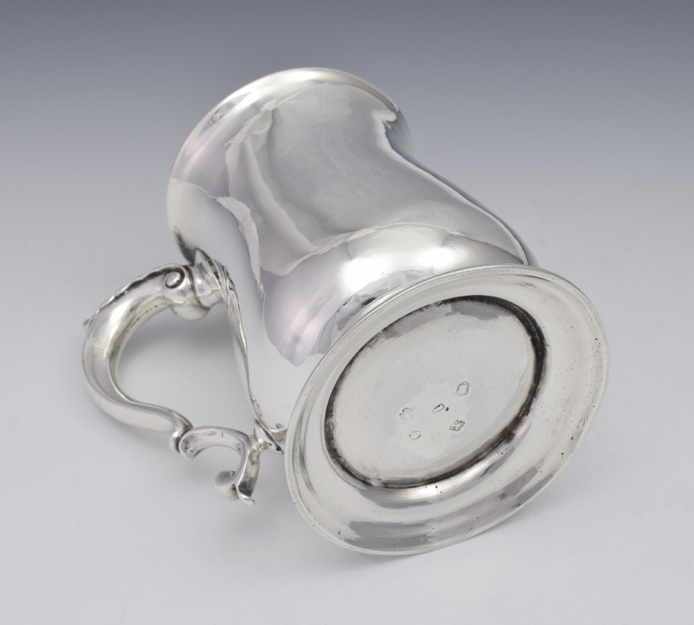 GEORGE II SILVER 1 PINT BEER MUG TANKARD LONDON 1752 GEORGIAN  View IX