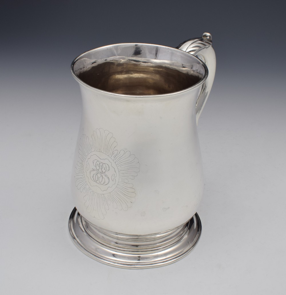 GEORGE II SILVER 1 PINT BEER MUG TANKARD LONDON 1752 GEORGIAN  View XII