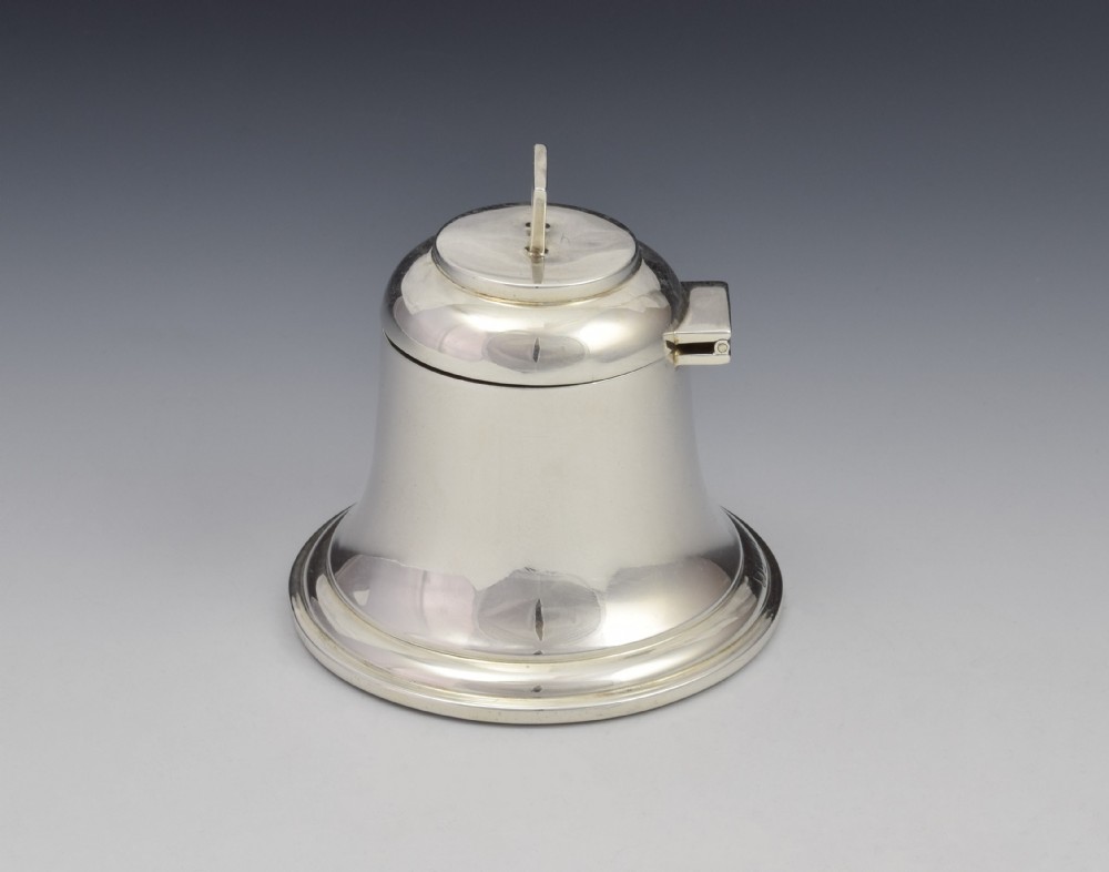 Art Deco Silver Novelty Bell Shaped Inkwell A & J Zimmerman 1927 View IV