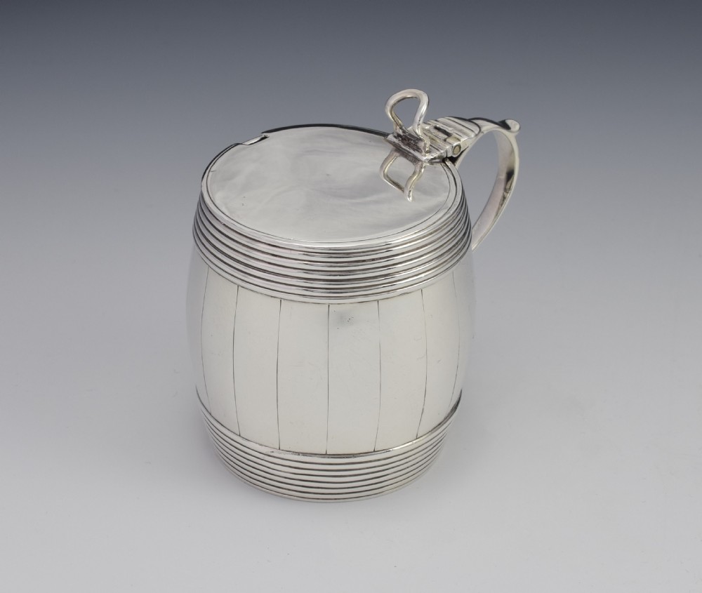Georgian Silver Barrel Mustard Pot Joseph Wyatt London 1792 View II