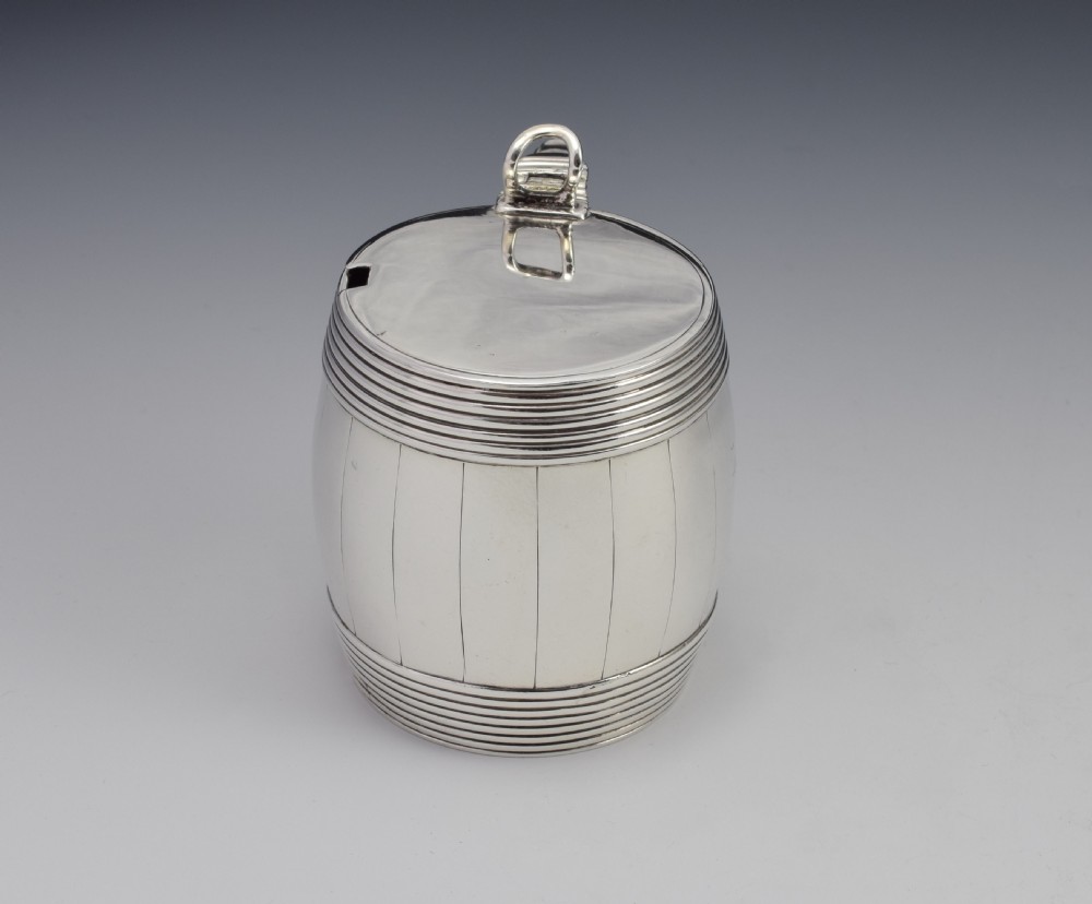 Georgian Silver Barrel Mustard Pot Joseph Wyatt London 1792 View III