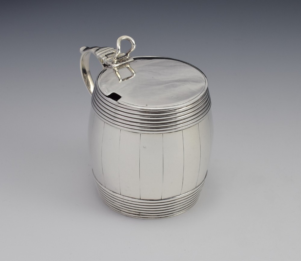 Georgian Silver Barrel Mustard Pot Joseph Wyatt London 1792 View IV