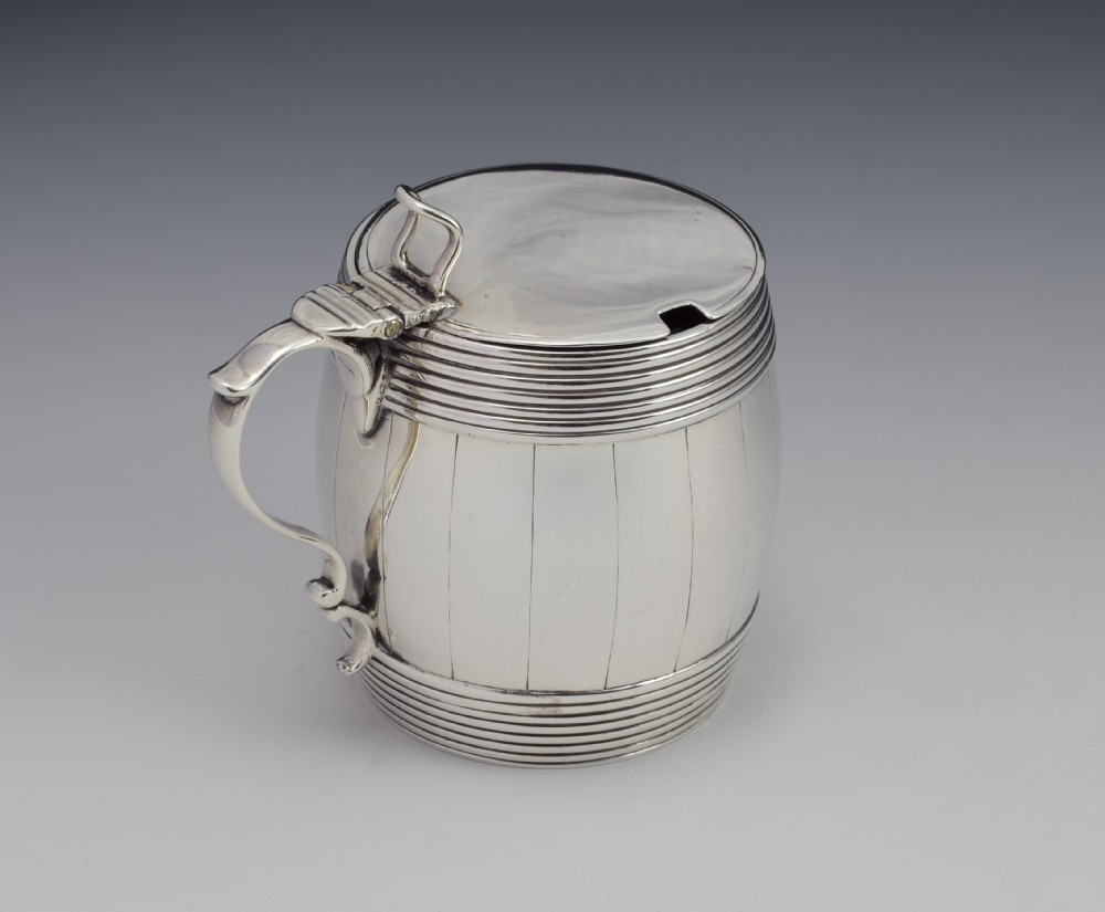 Georgian Silver Barrel Mustard Pot Joseph Wyatt London 1792 View VI