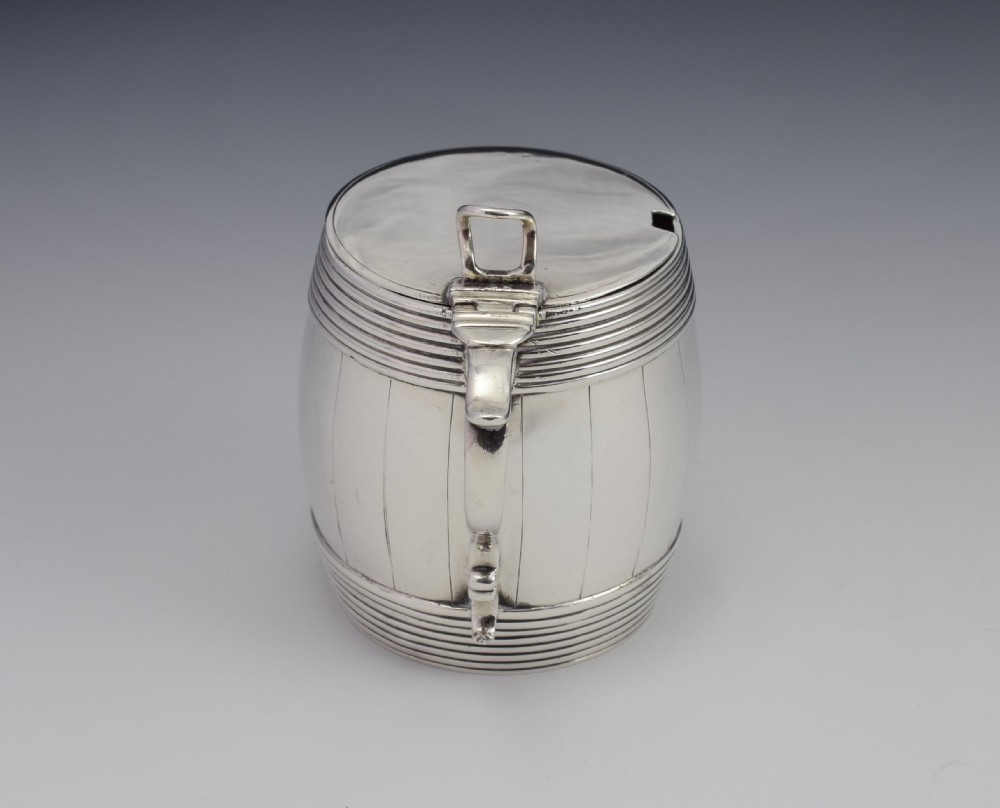 Georgian Silver Barrel Mustard Pot Joseph Wyatt London 1792 View VII