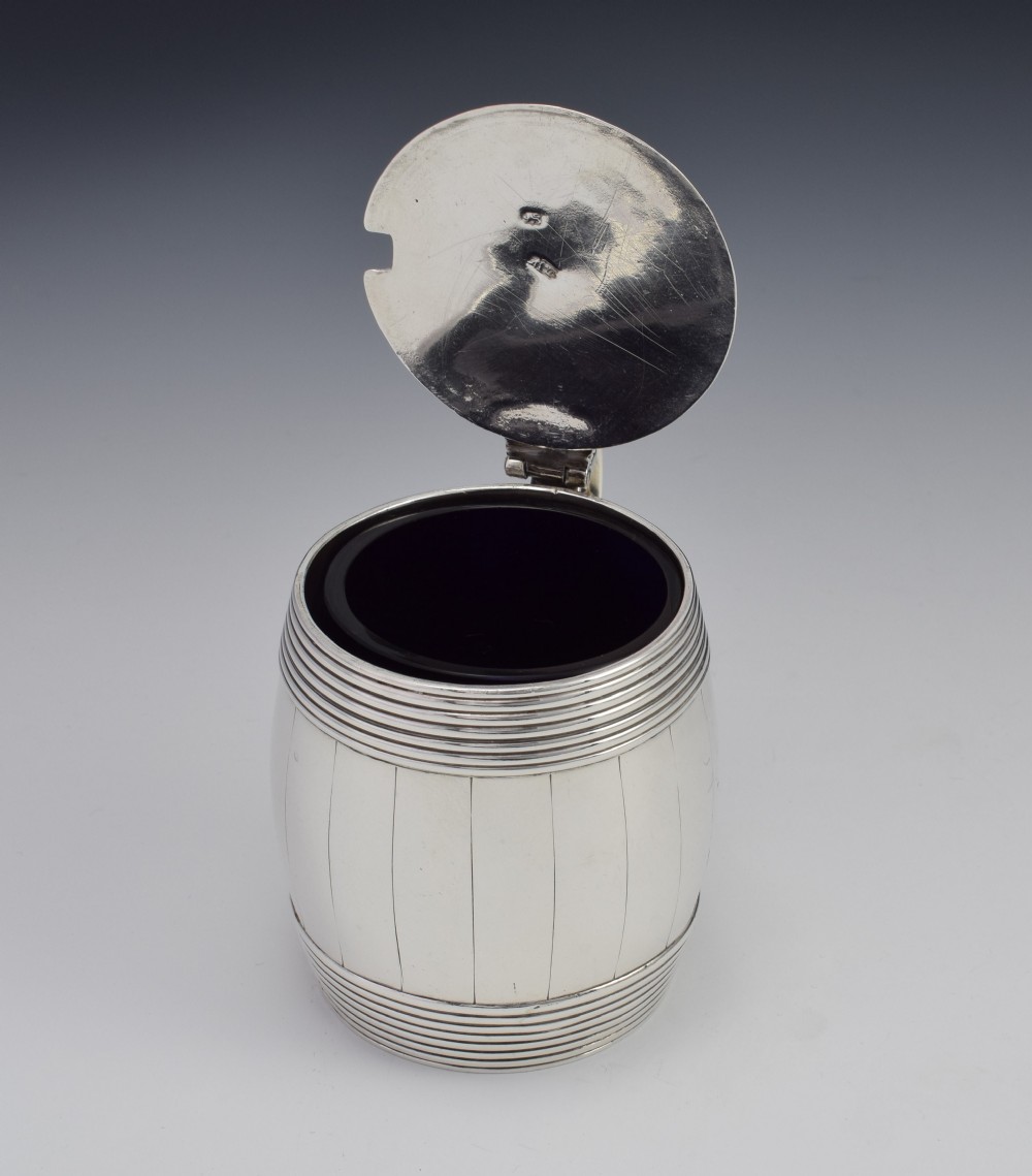 Georgian Silver Barrel Mustard Pot Joseph Wyatt London 1792 View IX
