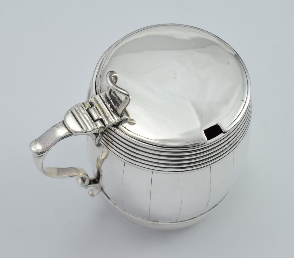Georgian Silver Barrel Mustard Pot Joseph Wyatt London 1792 View XII