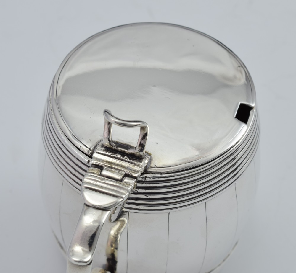 Georgian Silver Barrel Mustard Pot Joseph Wyatt London 1792 View XIII