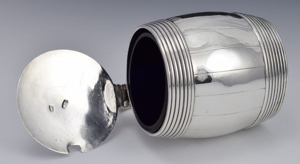 Georgian Silver Barrel Mustard Pot Joseph Wyatt London 1792 View XV