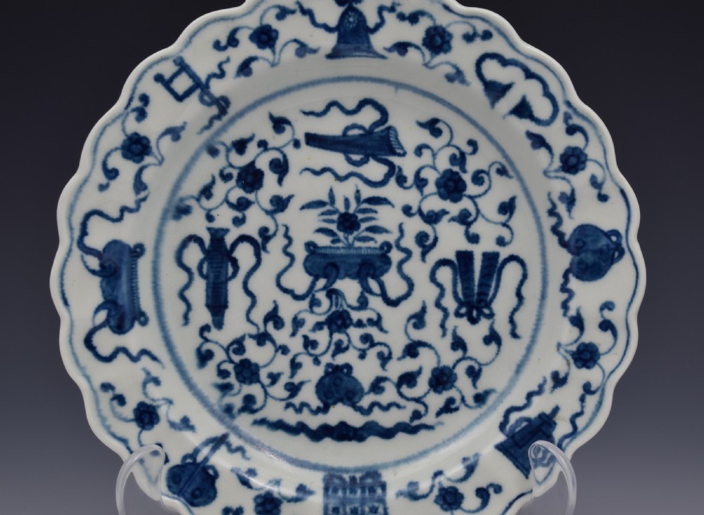 First Period Worcester Lobed Plate The Hundred Antiques Pattern View II