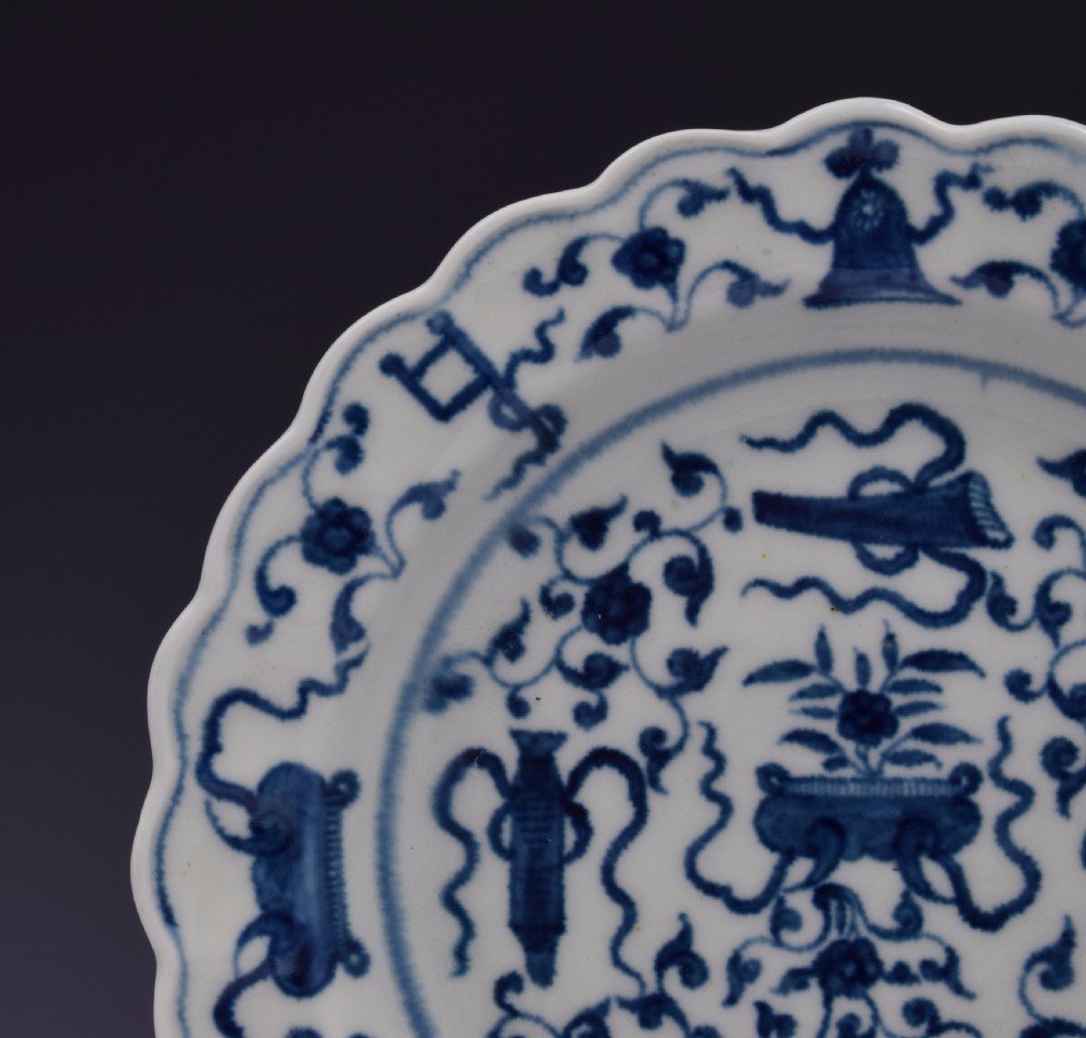 First Period Worcester Lobed Plate The Hundred Antiques Pattern View III