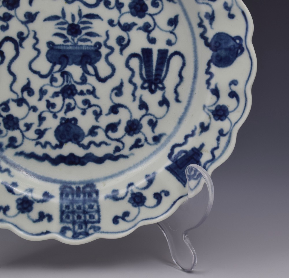 First Period Worcester Lobed Plate The Hundred Antiques Pattern View V