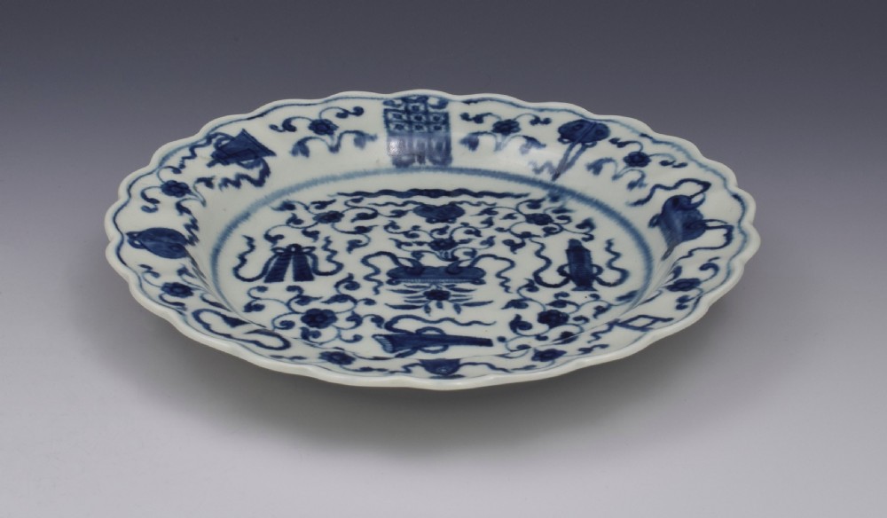 First Period Worcester Lobed Plate The Hundred Antiques Pattern View IX